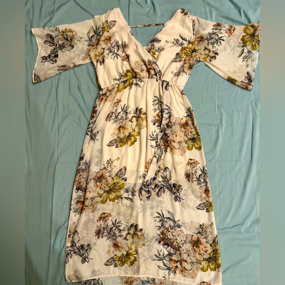 R.wish light cream floral dress 2x